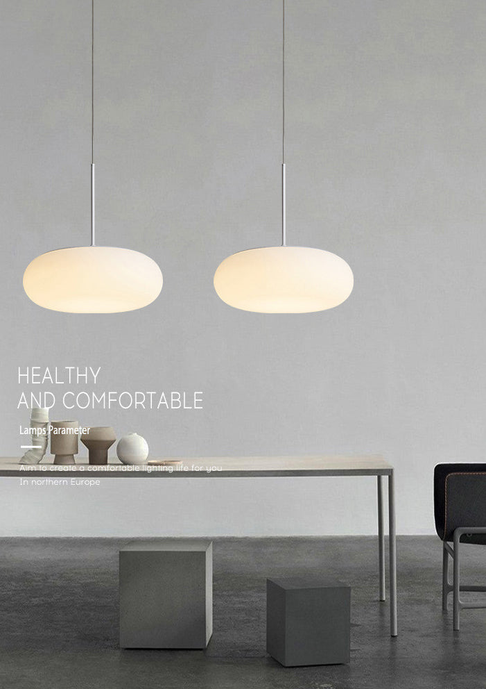 Bianca 1 Lampada a ciondolo a battente leggera Modern Minimalist Plastic Hanging Lampada per tavolo da pranzo