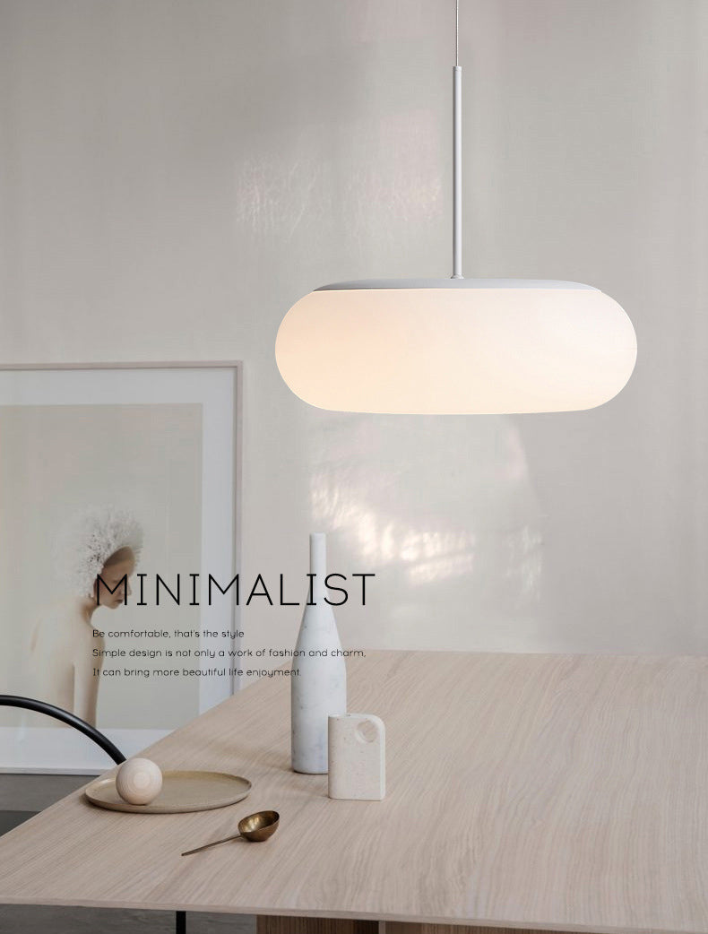 Bianca 1 Lampada a ciondolo a battente leggera Modern Minimalist Plastic Hanging Lampada per tavolo da pranzo