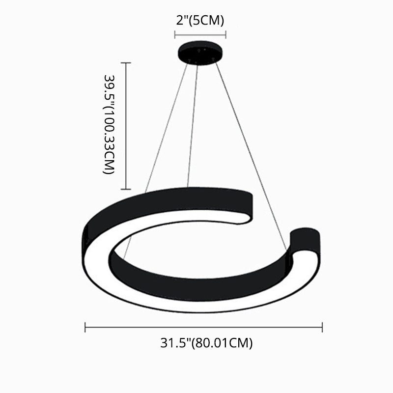 Lámpara colgante redonda negra 1 ligera lámpara de colgación de metal LED minimalista moderna para la oficina