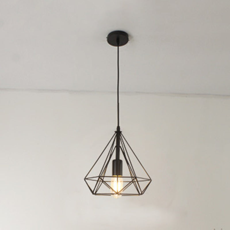 Diamond Iron Cluster Pendant Lighting Post-Modern Restaurant Hanging Lamp in Black