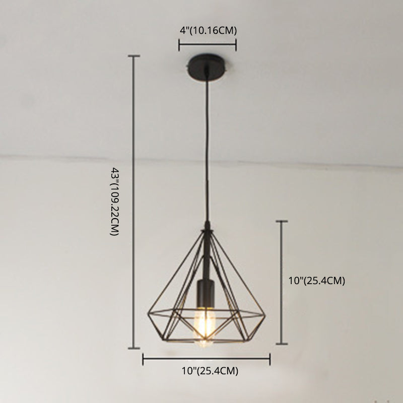 Diamond Iron Cluster Pendant Lighting Post-Modern Restaurant Hanging Lamp in Black