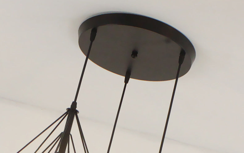 Diamond Iron Cluster Pendant Lighting Post-Modern Restaurant Hanging Lamp in Black