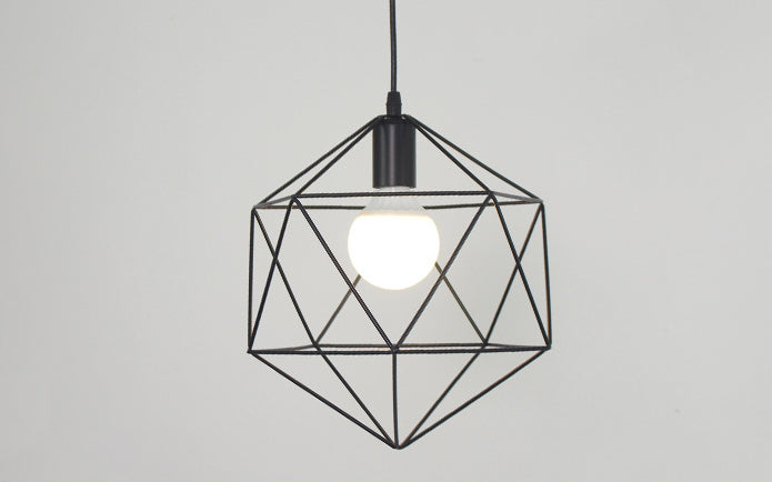 Black Metal 1 Light Anhänger Leichtes nordisches retro geometrischer Drahtkäfighängelampe für das Restaurant