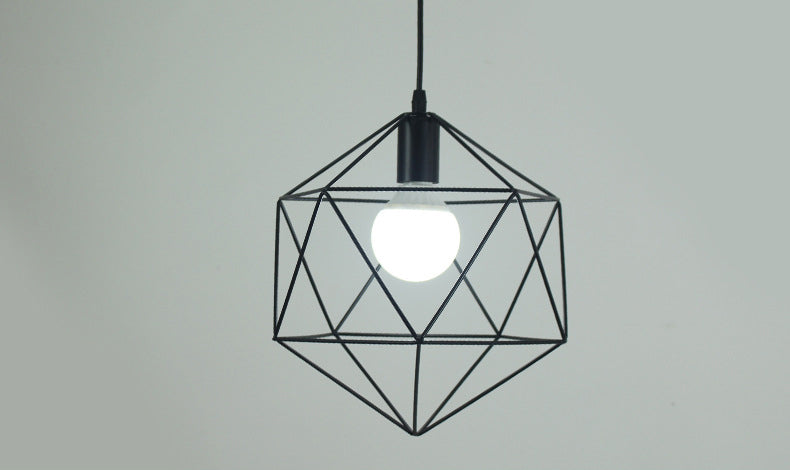 Black Metal 1 Light Anhänger Leichtes nordisches retro geometrischer Drahtkäfighängelampe für das Restaurant