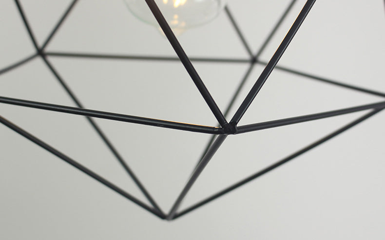 Black Metal 1 Light Anhänger Leichtes nordisches retro geometrischer Drahtkäfighängelampe für das Restaurant