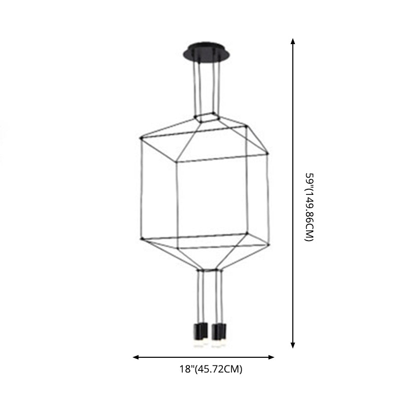 Black Metal 1 Light Pendant Light Nordic Modern Geometric Wire Cage Hanging Lamp for Restaurant