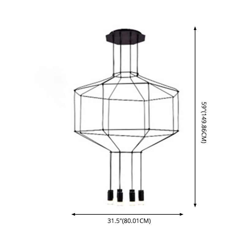 Black Metal 1 Light Pendant Light Nordic Modern Geometric Wire Cage Hanging Lamp for Restaurant