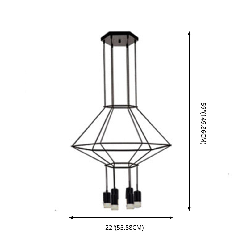 Black Metal 1 Light Pendant Light Nordic Modern Geometric Wire Cage Hanging Lamp for Restaurant