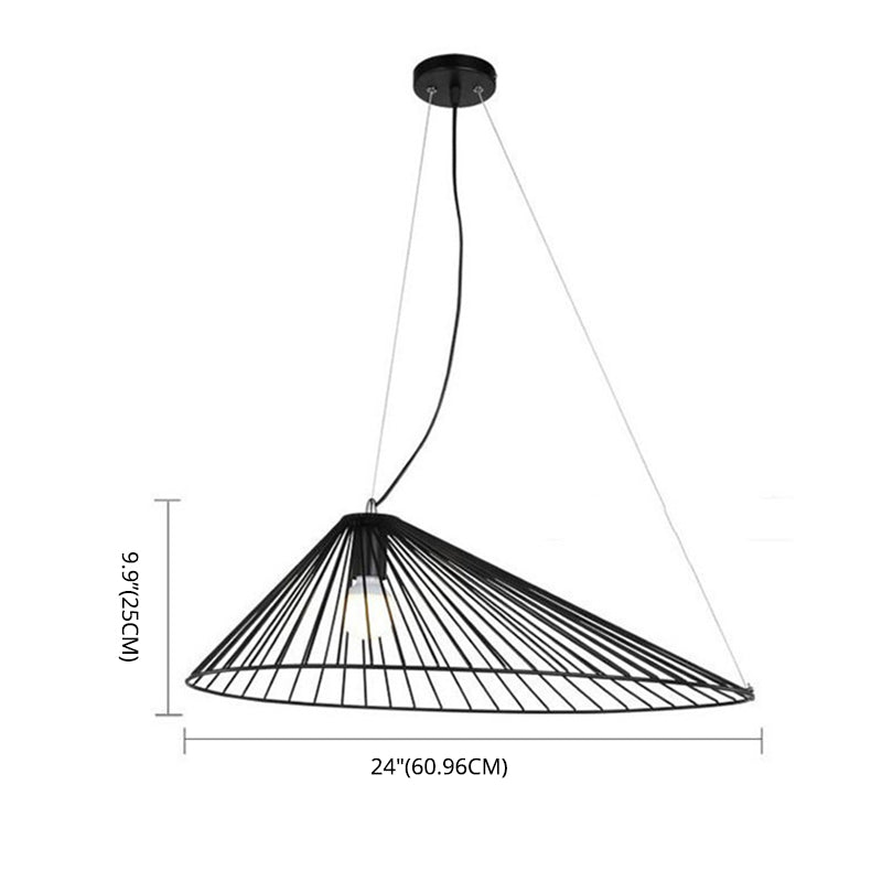Black Metal 1 Light Pendant Light Nordic Modern Wire Hat Shade Hanging Lamp for Restaurant