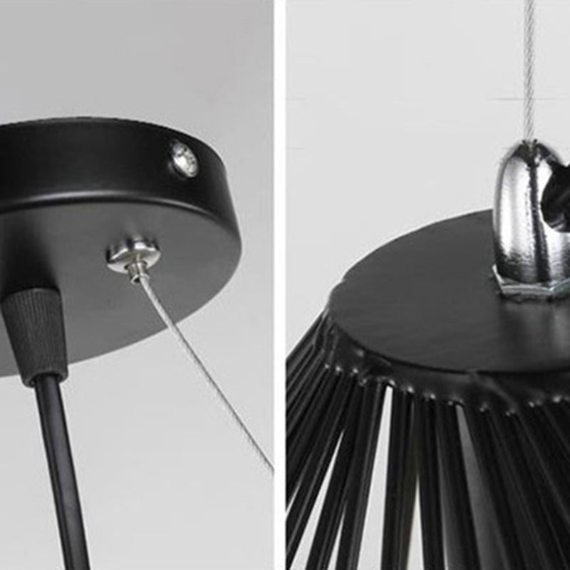 Black Metal 1 Light Pendant Light Nordic Modern Wire Hat Shade Hanging Lamp for Restaurant