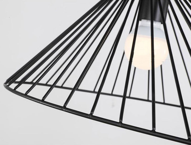 Black Metal 1 Light Pendant Light Nordic Modern Wire Hat Shade Hanging Lamp for Restaurant