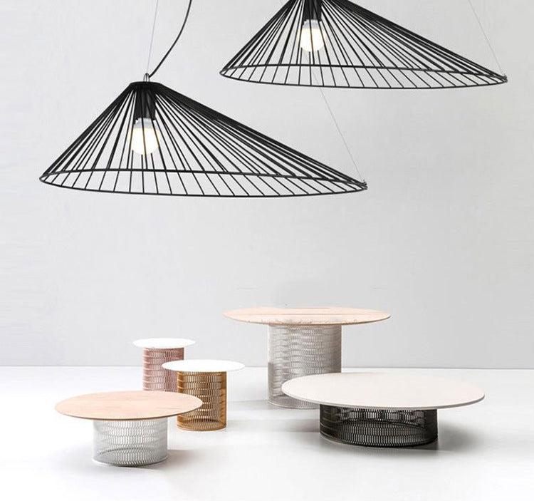 Black Metal 1 Light Pendant Light Nordic Modern Wire Hat Shade Hanging Lamp for Restaurant