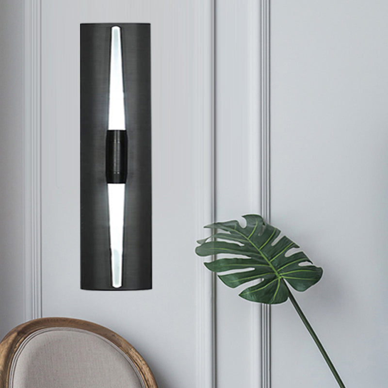 1 Light Tubular Wall Lamp Simplicity Hand Paint Black/Gold Metallic Wall Mounted Lighting