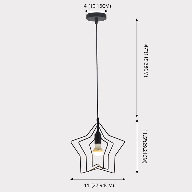 Metal 1 Light Pendant Light Nordic Simple Star Cage Hanging Lamp for Living Room