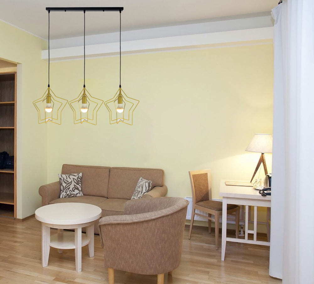 Metal 1 Light Pendant Light Nordic Simple Star Cage Hanging Lamp for Living Room