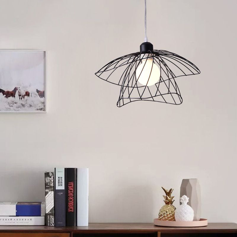 Nordic Minimalist Creative Open Cage Pendant Light Metal Suspension Light for Dining Table