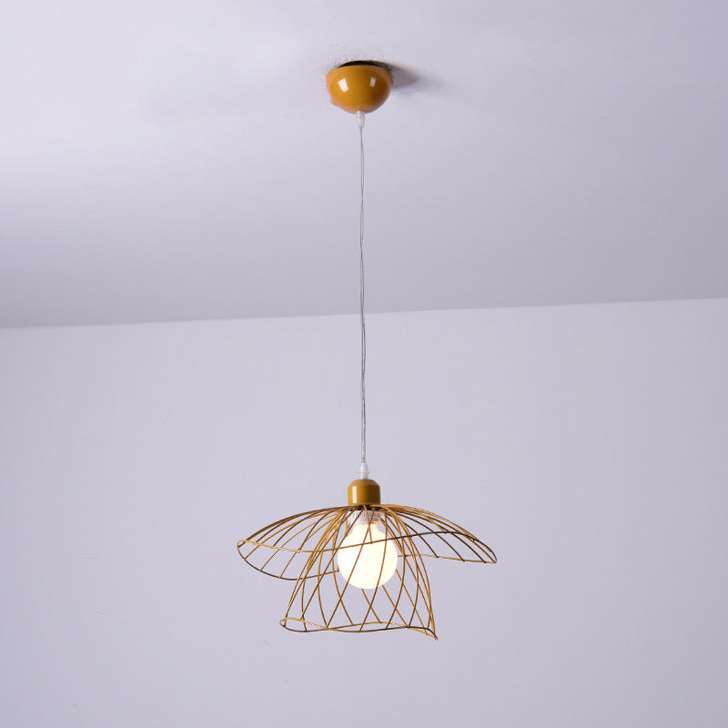 Nordic Minimalist Creative Open Cage Pendant Light Metal Suspension Light for Dining Table