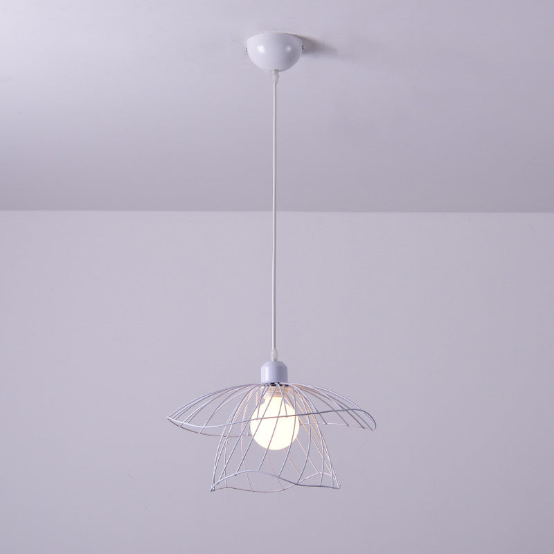 Nordic Minimalist Creative Open Cage Pendant Light Metal Suspension Light for Dining Table