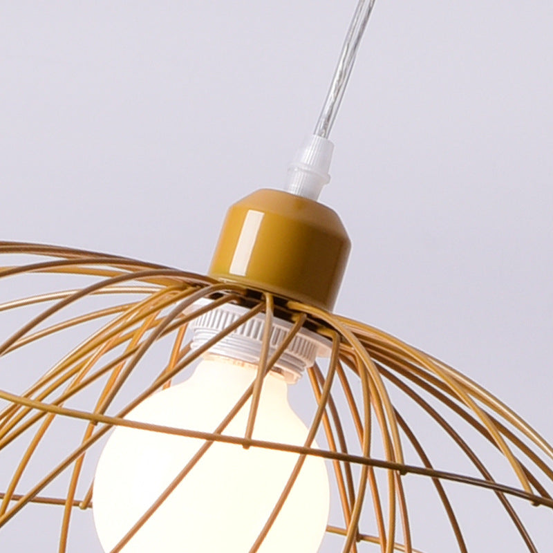 Nordic Minimalist Creative Open Cage Pendant Light Metal Suspension Light for Dining Table