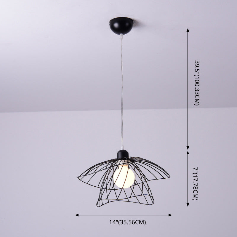 Nordic Minimalist Creative Open Cage Pendant Light Metal Suspension Light for Dining Table