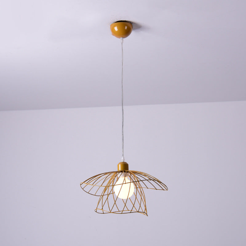 Nordic Minimalist Creative Open Cage Pendant Light Metal Suspension Light for Dining Table