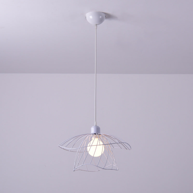 Nordic Minimalist Creative Open Cage Pendant Light Metal Suspension Light for Dining Table