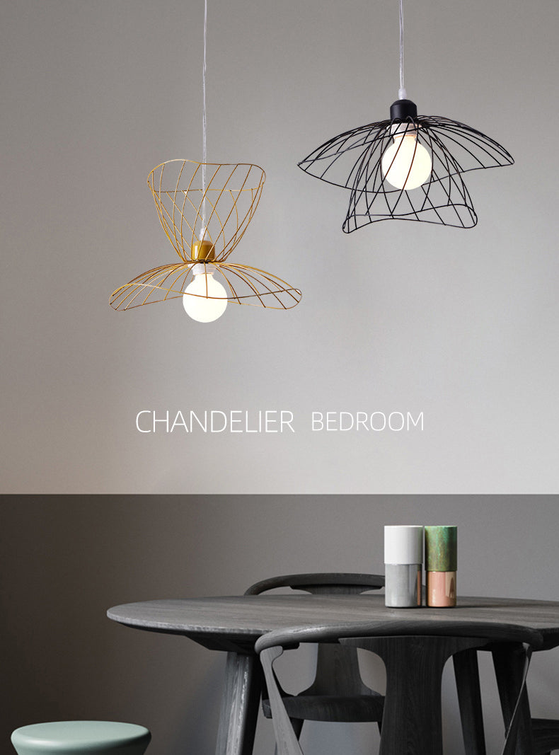 Nordic Minimalist Creative Open Cage Pendant Light Metal Suspension Light for Dining Table