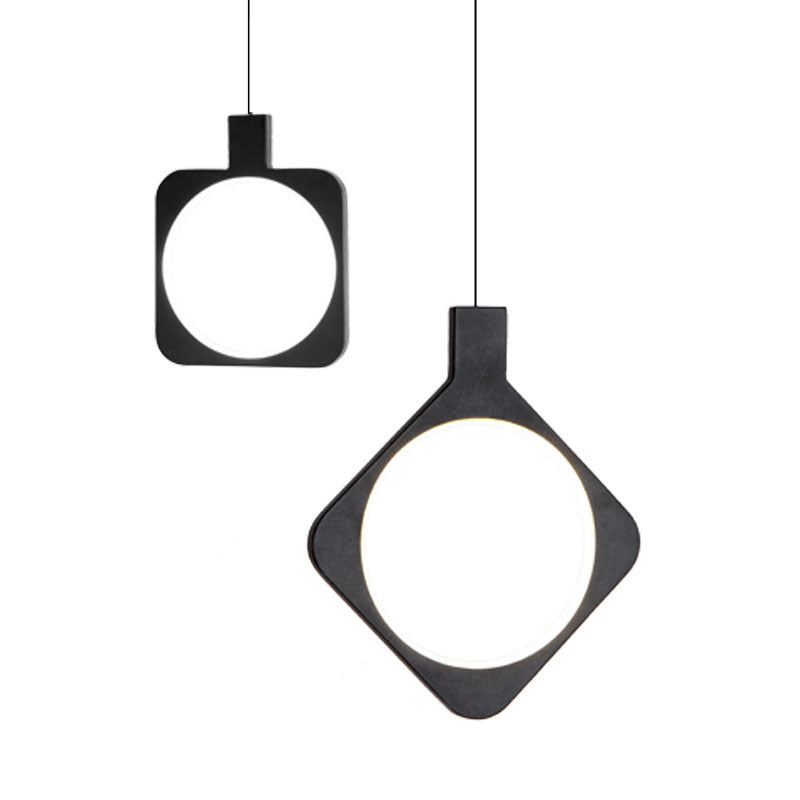 Lámpara colgante de LED de forma geométrica negra Lámpara de colgación de metal minimalista moderna para sala de estar