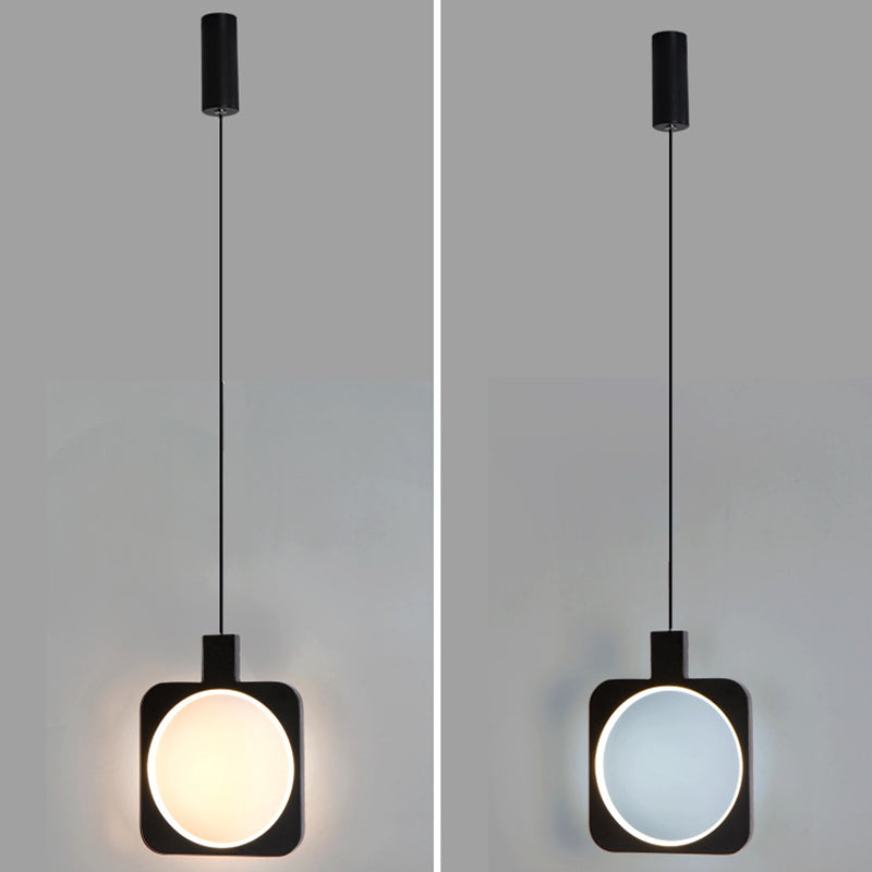 Lámpara colgante de LED de forma geométrica negra Lámpara de colgación de metal minimalista moderna para sala de estar