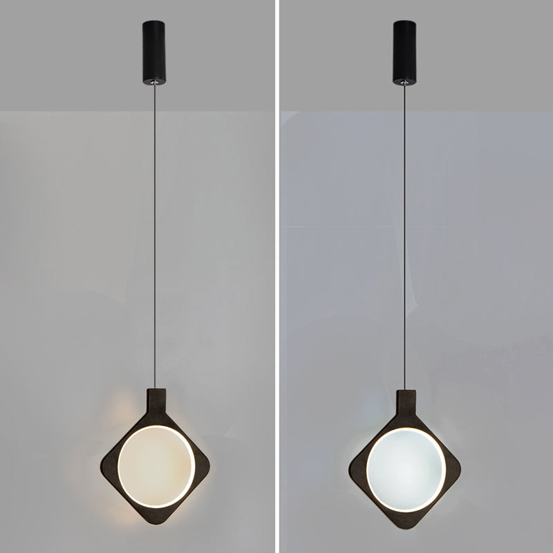 Lámpara colgante de LED de forma geométrica negra Lámpara de colgación de metal minimalista moderna para sala de estar