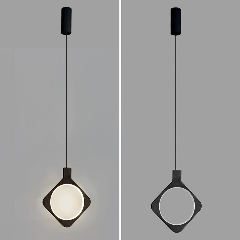 Lámpara colgante de LED de forma geométrica negra Lámpara de colgación de metal minimalista moderna para sala de estar