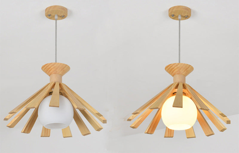 Luz colgante de madera beige lámpara colgante de techo de restaurante nórdico nórdico 1 lámpara de techo de restaurante ligero
