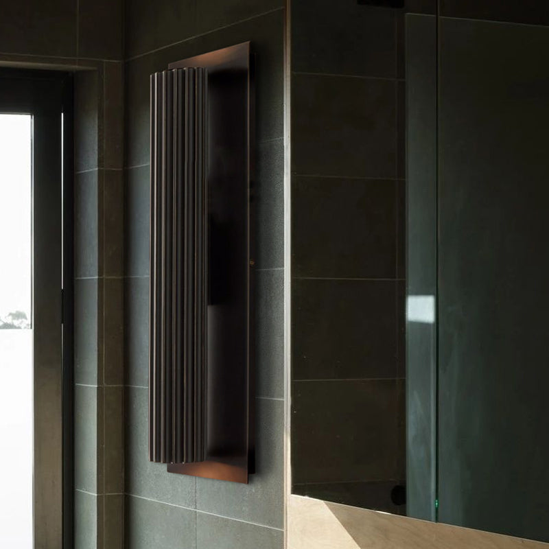 Metallic Gold/Black Finish Wall Light 2 Heads Ribbed Tubular Contemporary Indoor Wall Sconce