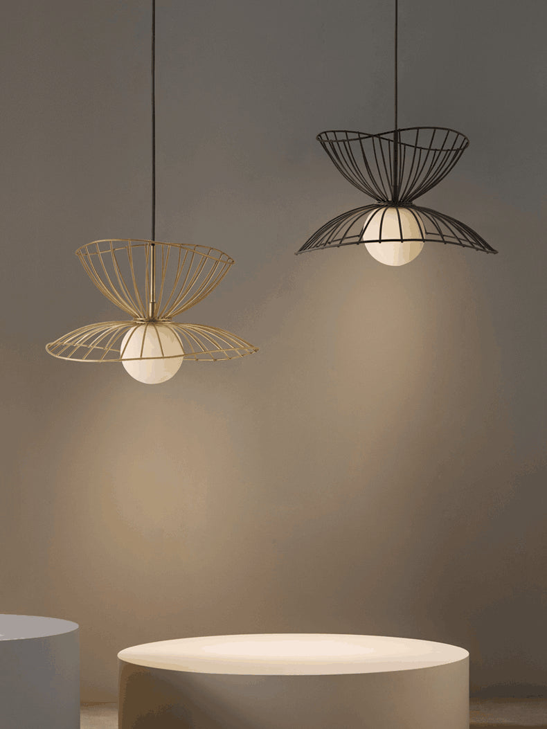 Nordic Minimalist Creative Open Cage Pendant Light Metal Suspension Light for Dining Table