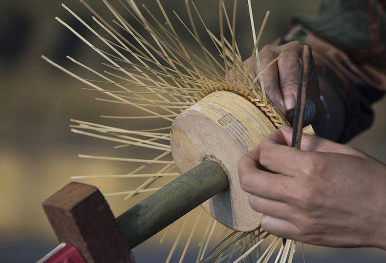 Farmhouse Natural Rattan Pendant Lighting 1-Light  Dining Room Hanging Lamp in Brown