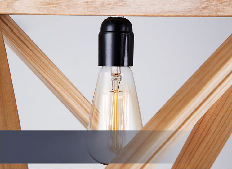 Beige houten driehoek hangende licht lichte Noordse moderne stijl 1 lichte restaurant plafond hanglamp