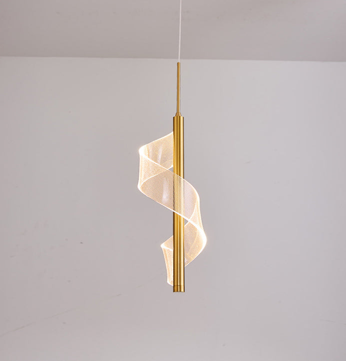 Gouden lineaire vorm led hanglamp moderne minimalistische metalen hanglamp voor woonkamer