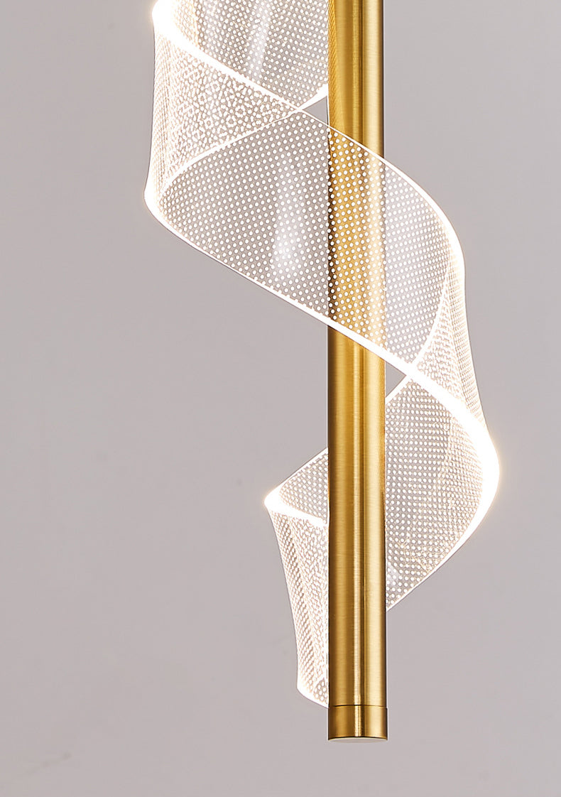 Gouden lineaire vorm led hanglamp moderne minimalistische metalen hanglamp voor woonkamer