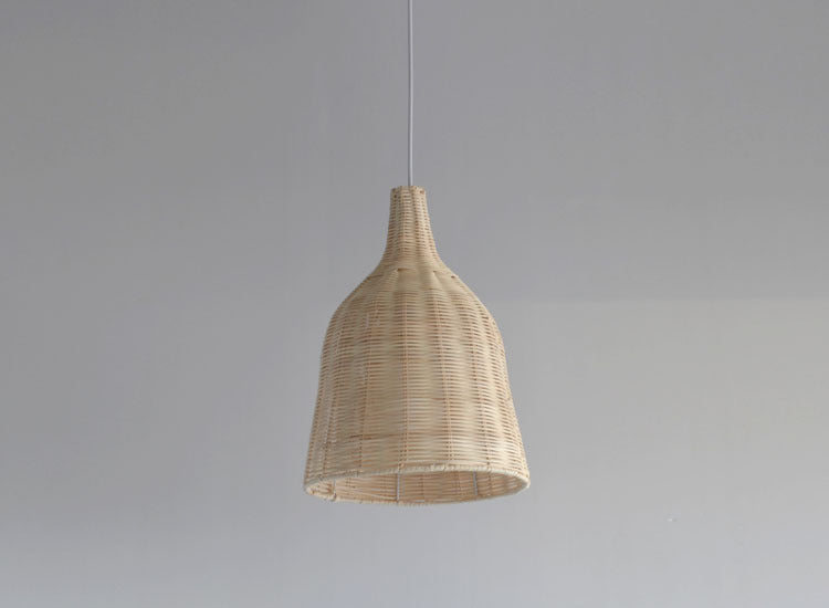 Farmhouse Natural Cloche Bamboo Pendant Lighting 1-Light  Dining Room Hanging Lamp
