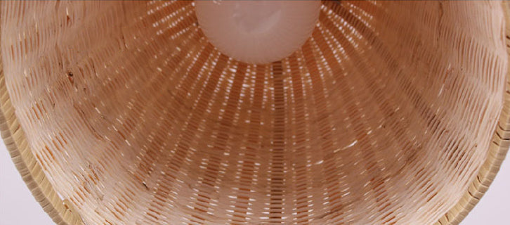 Farmhouse Natural Cloche Bamboo Pendant Lighting 1-Light  Dining Room Hanging Lamp