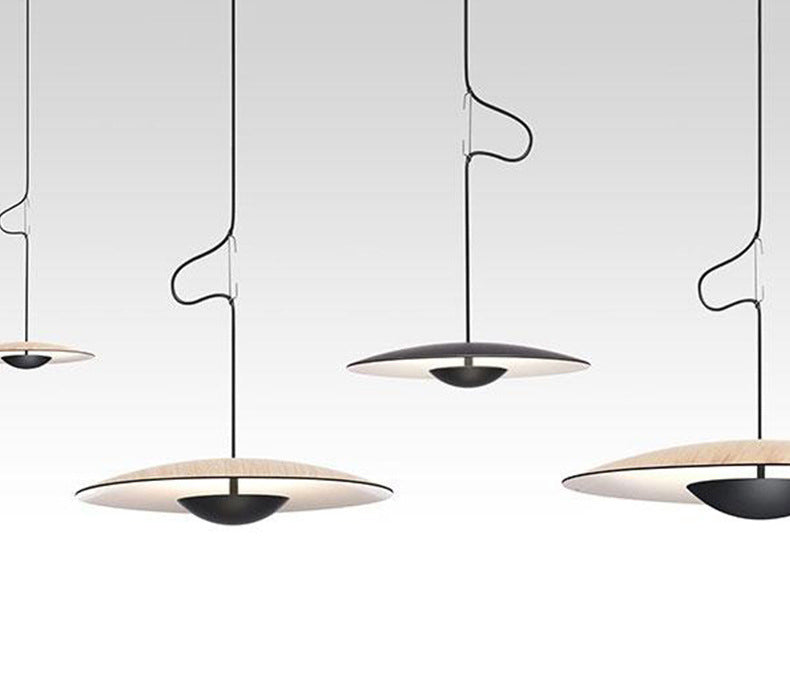 Nordic Modern Creative Metal Pendant Light Flat Round LED Small Suspension Light for Bedroom
