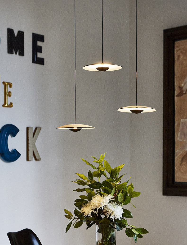 Nordic Modern Creative Metal Pendant Light Flat Round LED Small Suspension Light for Bedroom