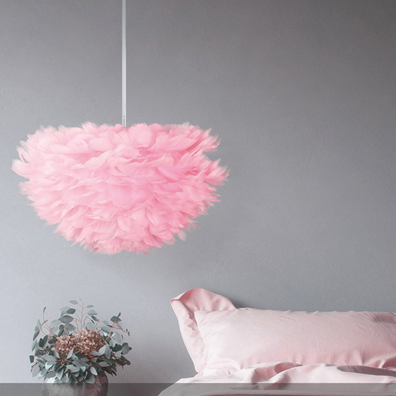 Art Deco Feather Pendant Lighting Modern Nordic Creative Globe Hanging Ceiling Light for Bedroom