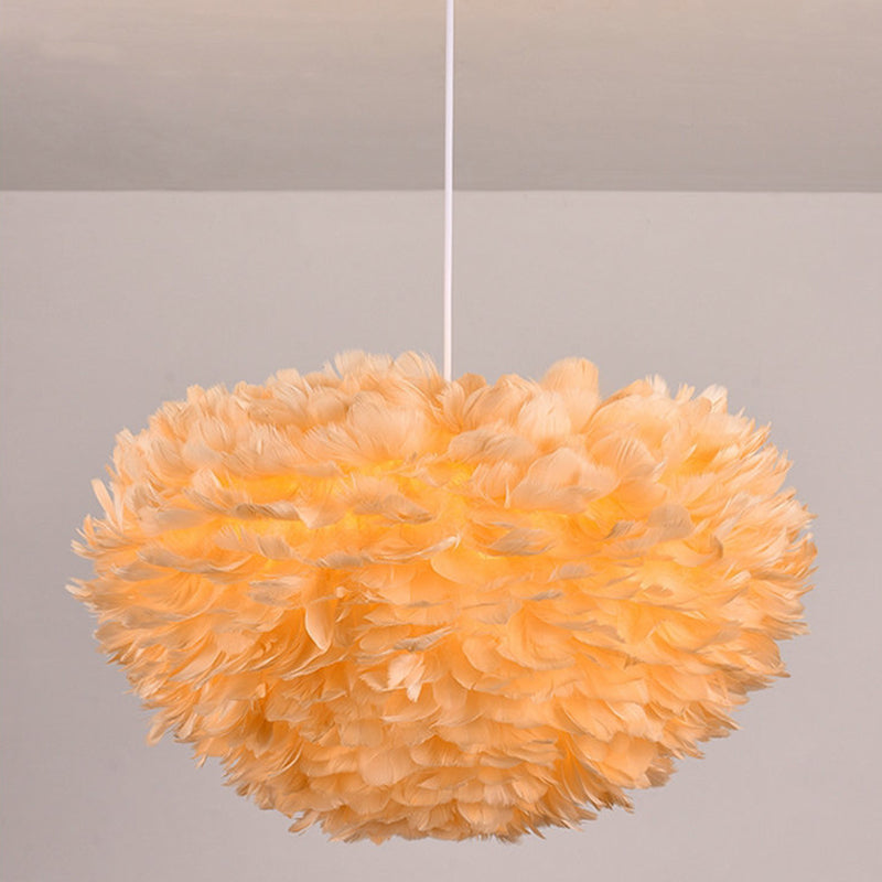 Art Deco Feather Pendant Lighting Modern Nordic Creative Globe Hanging Ceiling Light for Bedroom