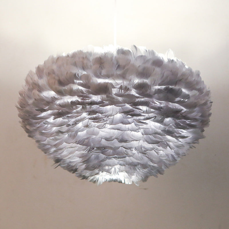 Art Deco Feather Pendant Lighting Modern Nordic Creative Globe Hanging Ceiling Light for Bedroom