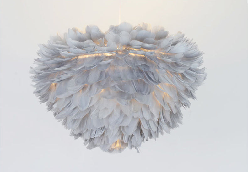 Art Deco Feather Pendant Lighting Modern Nordic Creative Globe Hanging Ceiling Light for Bedroom