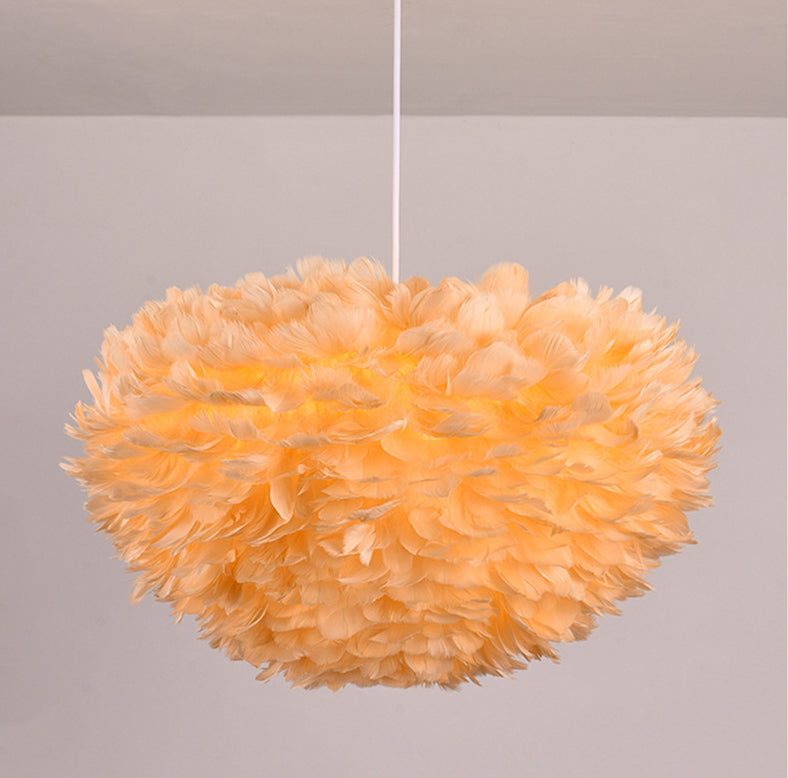 Art Deco Feather Pendant Lighting Modern Nordic Creative Globe Hanging Ceiling Light for Bedroom