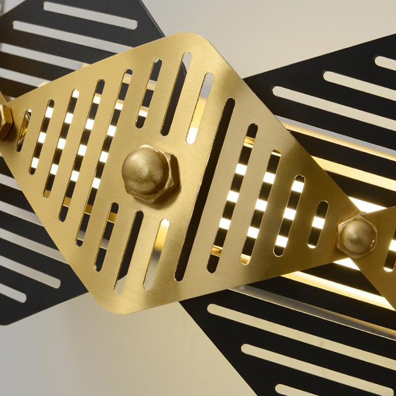Rhombus Frame Iron Wall Light Colonial Style Single Black and Gold Wall Sconce Light