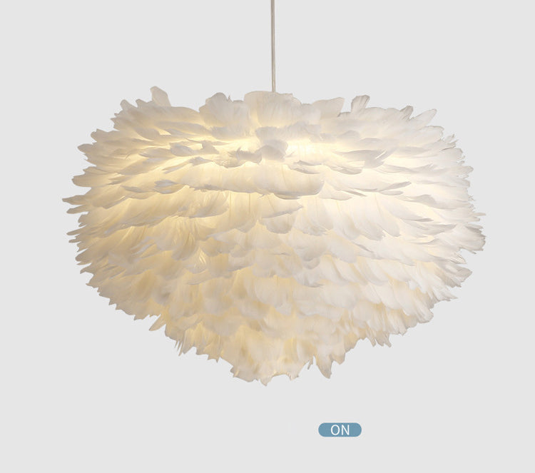 Art Deco Feather Pendant Light Fixtures Modern Creative Globe Hanging Ceiling Light for Bedroom