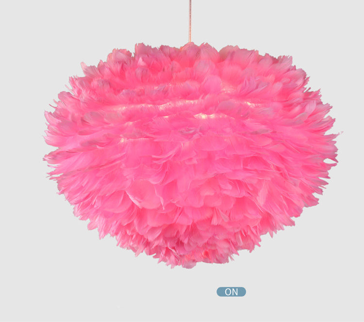Art Deco Feather Pendant Light Fixtures Modern Creative Globe Hanging Ceiling Light for Bedroom